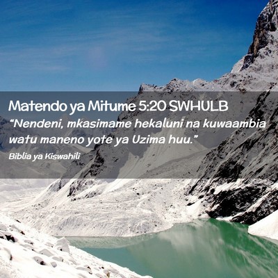 Picture 02 - Matendo ya Mitume 5:20 SWHULB - “Nendeni, mkasimame hekaluni na kuwaambia watu - Bible Verse Picture
