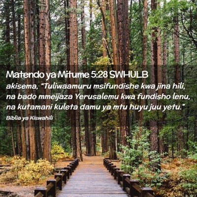 Picture 02 - Matendo ya Mitume 5:28 SWHULB - akisema, “Tuliwaamuru msifundishe kwa jina - Bible Verse Picture