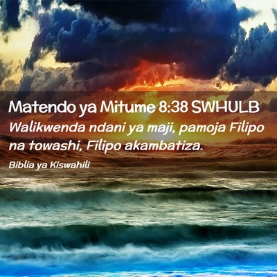 Picture 02 - Matendo ya Mitume 8:38 SWHULB - Walikwenda ndani ya maji, pamoja Filipo na - Bible Verse Picture