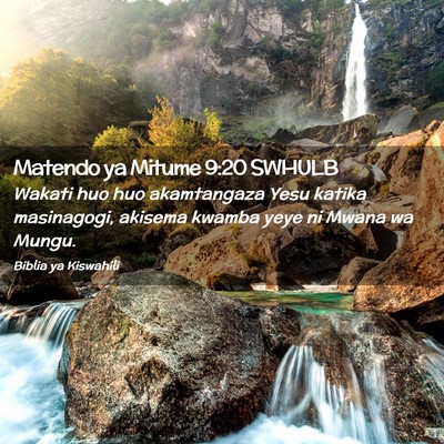Picture 02 - Matendo ya Mitume 9:20 SWHULB - Wakati huo huo akamtangaza Yesu katika - Bible Verse Picture
