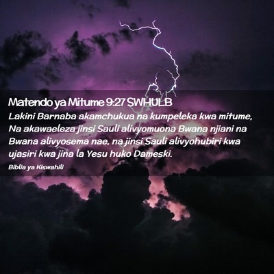 Picture 02 - Matendo ya Mitume 9:27 SWHULB - Lakini Barnaba akamchukua na kumpeleka kwa - Bible Verse Picture