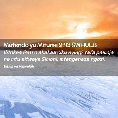 Picture 02 - Matendo ya Mitume 9:43 SWHULB - Ilitokea Petro akakaa siku nyingi Yafa pamoja na - Bible Verse Picture