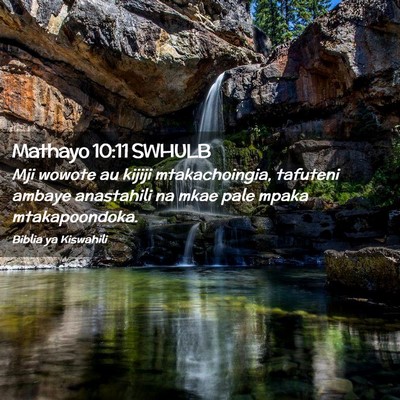Picture 02 - Mathayo 10:11 SWHULB - Mji wowote au kijiji mtakachoingia, tafuteni - Bible Verse Picture