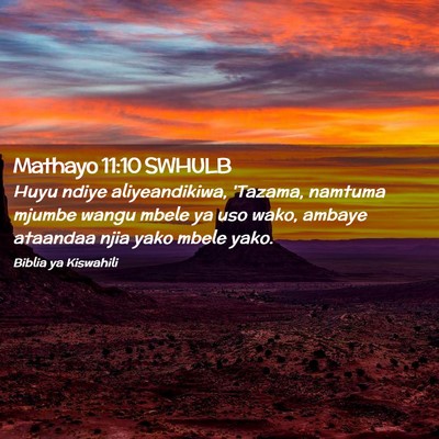 Picture 02 - Mathayo 11:10 SWHULB - Huyu ndiye aliyeandikiwa, 'Tazama, namtuma mjumbe - Bible Verse Picture