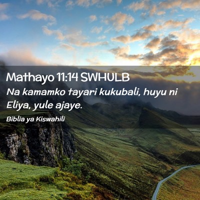 Picture 02 - Mathayo 11:14 SWHULB - Na kamamko tayari kukubali, huyu ni Eliya, yule - Bible Verse Picture