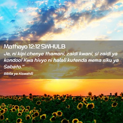 Picture 02 - Mathayo 12:12 SWHULB - Je, ni kipi chenye thamani, zaidi kwani, si zaidi - Bible Verse Picture