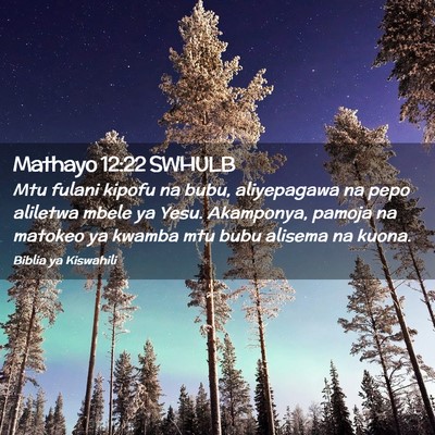 Picture 02 - Mathayo 12:22 SWHULB - Mtu fulani kipofu na bubu, aliyepagawa na pepo - Bible Verse Picture
