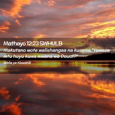Picture 02 - Mathayo 12:23 SWHULB - Makutano wote walishangaa na kusema,”Yaweza mtu - Bible Verse Picture