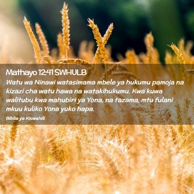 Picture 02 - Mathayo 12:41 SWHULB - Watu wa Ninawi watasimama mbele ya hukumu pamoja - Bible Verse Picture