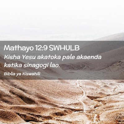 Picture 02 - Mathayo 12:9 SWHULB - Kisha Yesu akatoka pale akaenda katika sinagogi - Bible Verse Picture