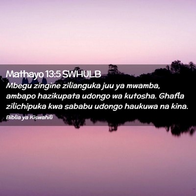 Picture 02 - Mathayo 13:5 SWHULB - Mbegu zingine zilianguka juu ya mwamba, ambapo - Bible Verse Picture
