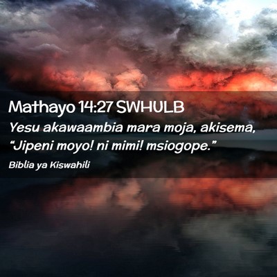 Picture 02 - Mathayo 14:27 SWHULB - Yesu akawaambia mara moja, akisema, “Jipeni - Bible Verse Picture