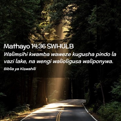 Picture 02 - Mathayo 14:36 SWHULB - Walimsihi kwamba waweze kugusha pindo la vazi - Bible Verse Picture