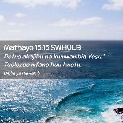 Picture 02 - Mathayo 15:15 SWHULB - Petro akajibu na kumwambia Yesu,” Tuelezee - Bible Verse Picture