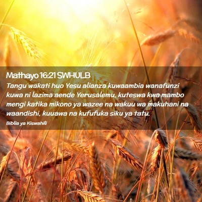 Picture 02 - Mathayo 16:21 SWHULB - Tangu wakati huo Yesu alianza kuwaambia wanafunzi - Bible Verse Picture