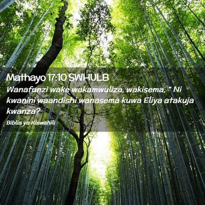Picture 02 - Mathayo 17:10 SWHULB - Wanafunzi wake wakamwuliza, wakisema, “ Ni - Bible Verse Picture
