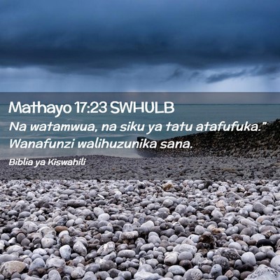 Picture 02 - Mathayo 17:23 SWHULB - Na watamwua, na siku ya tatu atafufuka.” - Bible Verse Picture