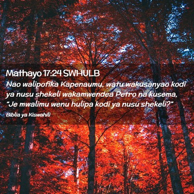 Picture 02 - Mathayo 17:24 SWHULB - Nao walipofika Kapenaumu, watu wakusanyao kodi ya - Bible Verse Picture