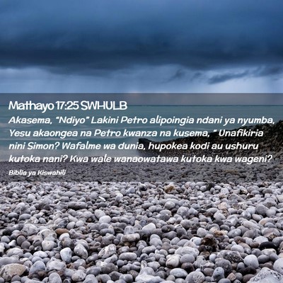 Picture 02 - Mathayo 17:25 SWHULB - Akasema, “Ndiyo” Lakini Petro alipoingia - Bible Verse Picture
