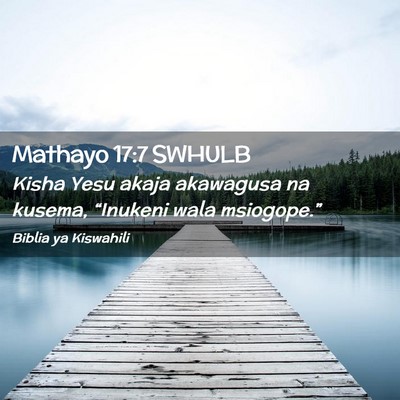 Picture 02 - Mathayo 17:7 SWHULB - Kisha Yesu akaja akawagusa na kusema, “Inukeni - Bible Verse Picture