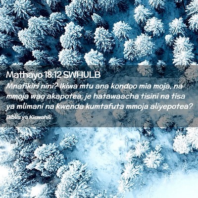 Picture 02 - Mathayo 18:12 SWHULB - Mnafikiri nini? Ikiwa mtu ana kondoo mia moja, na - Bible Verse Picture