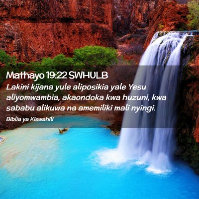 Picture 02 - Mathayo 19:22 SWHULB - Lakini kijana yule aliposikia yale Yesu - Bible Verse Picture