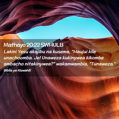 Picture 02 - Mathayo 20:22 SWHULB - Lakini Yesu akajibu na kusema, “Haujui kile - Bible Verse Picture