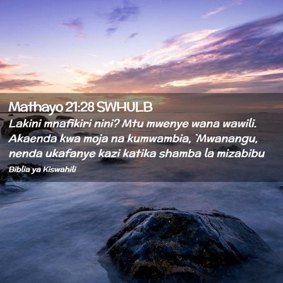 Picture 02 - Mathayo 21:28 SWHULB - Lakini mnafikiri nini? Mtu mwenye wana wawili. - Bible Verse Picture