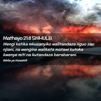 Picture 02 - Mathayo 21:8 SWHULB - Wengi katika mkusanyiko walitandaza nguo zao - Bible Verse Picture