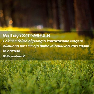 Picture 02 - Mathayo 22:11 SWHULB - Lakini mfalme alipoingia kuwatazama wageni, - Bible Verse Picture