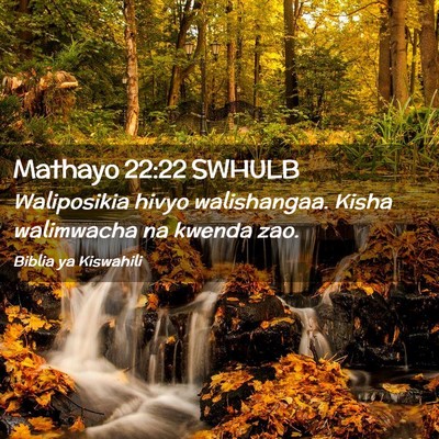 Picture 02 - Mathayo 22:22 SWHULB - Waliposikia hivyo walishangaa. Kisha walimwacha - Bible Verse Picture