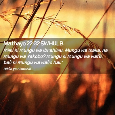 Picture 02 - Mathayo 22:32 SWHULB - Mimi ni Mungu wa Ibrahimu, Mungu wa Isaka, na - Bible Verse Picture