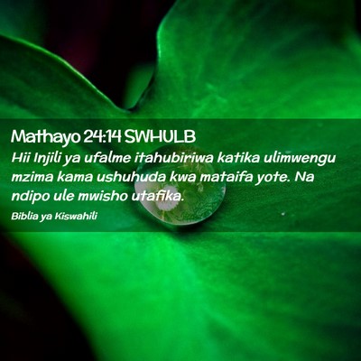 Picture 02 - Mathayo 24:14 SWHULB - Hii Injili ya ufalme itahubiriwa katika ulimwengu - Bible Verse Picture