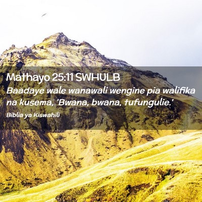 Picture 02 - Mathayo 25:11 SWHULB - Baadaye wale wanawali wengine pia walifika na - Bible Verse Picture