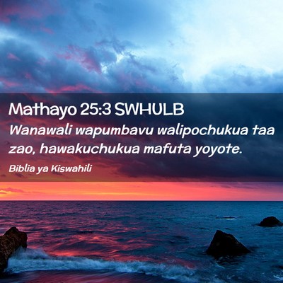 Picture 02 - Mathayo 25:3 SWHULB - Wanawali wapumbavu walipochukua taa zao, - Bible Verse Picture