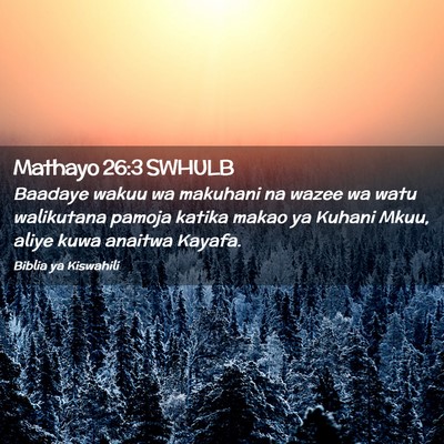 Picture 02 - Mathayo 26:3 SWHULB - Baadaye wakuu wa makuhani na wazee wa watu - Bible Verse Picture