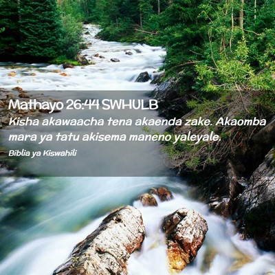 Picture 02 - Mathayo 26:44 SWHULB - Kisha akawaacha tena akaenda zake. Akaomba mara - Bible Verse Picture