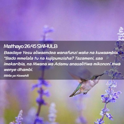 Picture 02 - Mathayo 26:45 SWHULB - Baadaye Yesu aliwaendea wanafunzi wake na - Bible Verse Picture