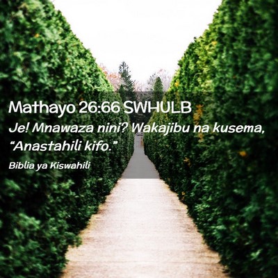 Picture 02 - Mathayo 26:66 SWHULB - Je! Mnawaza nini? Wakajibu na kusema, - Bible Verse Picture