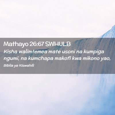 Picture 02 - Mathayo 26:67 SWHULB - Kisha walimtemea mate usoni na kumpiga ngumi, na - Bible Verse Picture