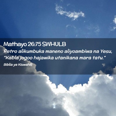 Picture 02 - Mathayo 26:75 SWHULB - Petro alikumbuka maneno aliyoambiwa na Yesu, - Bible Verse Picture