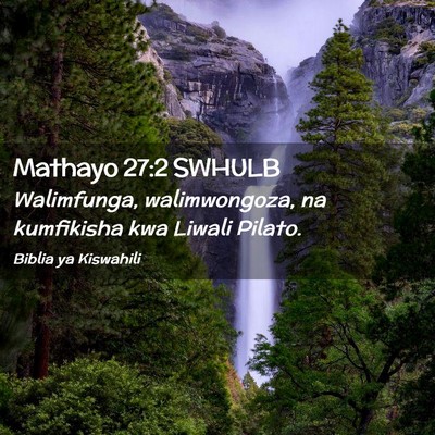 Picture 02 - Mathayo 27:2 SWHULB - Walimfunga, walimwongoza, na kumfikisha kwa - Bible Verse Picture