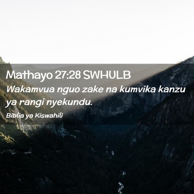 Picture 02 - Mathayo 27:28 SWHULB - Wakamvua nguo zake na kumvika kanzu ya rangi - Bible Verse Picture