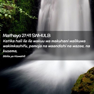 Picture 02 - Mathayo 27:41 SWHULB - Katika hali ile ile wakuu wa makuhani walikuwa - Bible Verse Picture