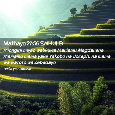 Picture 02 - Mathayo 27:56 SWHULB - Miongini mwao walikuwa Mariamu Magdarena, Mariamu - Bible Verse Picture