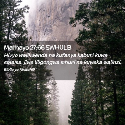 Picture 02 - Mathayo 27:66 SWHULB - Hivyo walikwenda na kufanya kaburi kuwa salama, - Bible Verse Picture