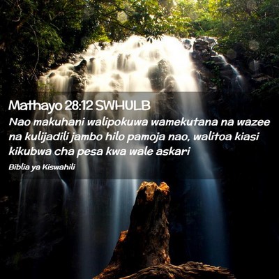 Picture 02 - Mathayo 28:12 SWHULB - Nao makuhani walipokuwa wamekutana na wazee na - Bible Verse Picture