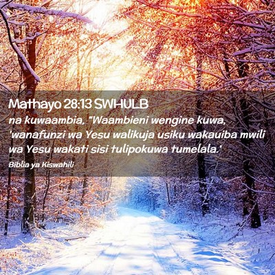 Picture 02 - Mathayo 28:13 SWHULB - na kuwaambia, “Waambieni wengine kuwa, - Bible Verse Picture