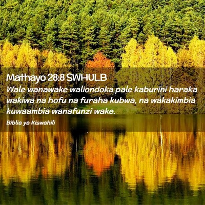 Picture 02 - Mathayo 28:8 SWHULB - Wale wanawake waliondoka pale kaburini haraka - Bible Verse Picture