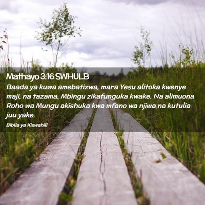 Picture 02 - Mathayo 3:16 SWHULB - Baada ya kuwa amebatizwa, mara Yesu alitoka - Bible Verse Picture